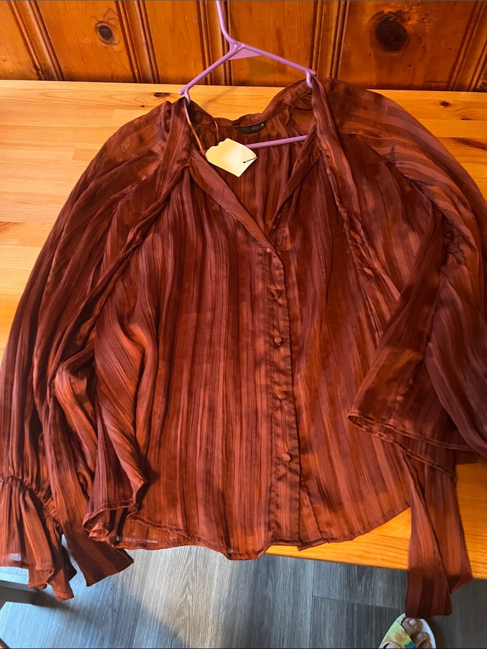 Women’s Lightweight Button-Front Blouse in Deep Rust